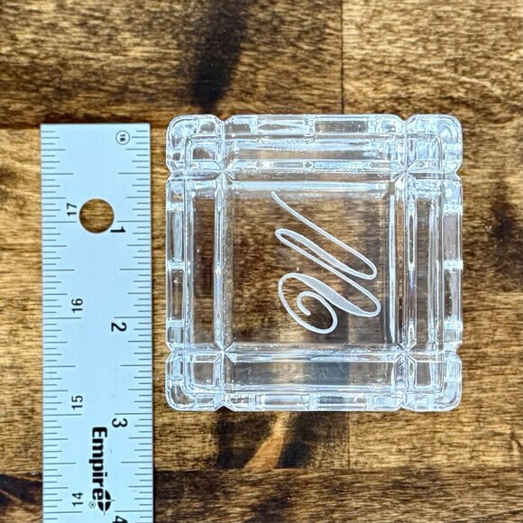 VTG 24% Lead Crystal Trinket Box w/ Lid Clear "W" Monogram Jewelry - Picture 9 of 9